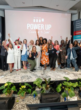 Speakers gathered on the Power Up stage
