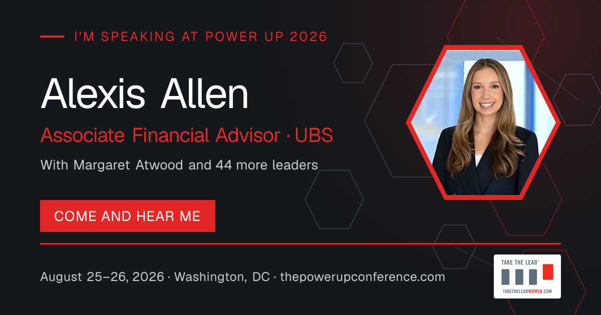 I'm speaking share card for Alexis Allen — Power Up 2026