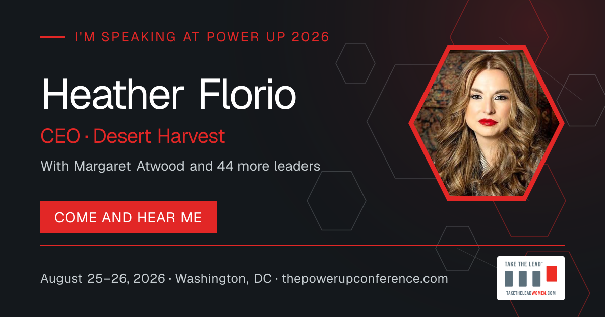 I'm speaking share card for Heather Florio — Power Up 2026
