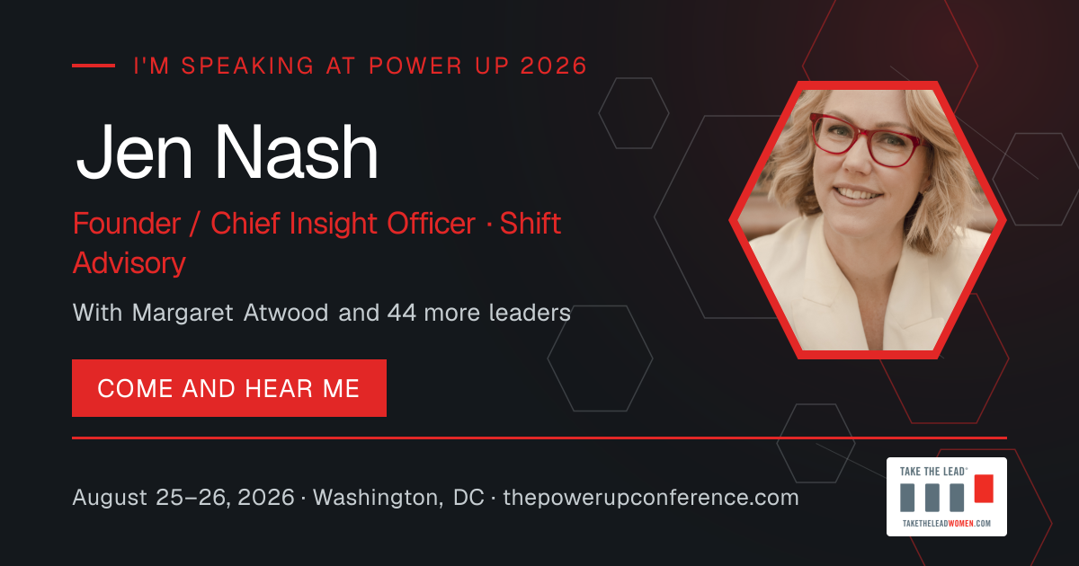 I'm speaking share card for Jen Nash — Power Up 2026
