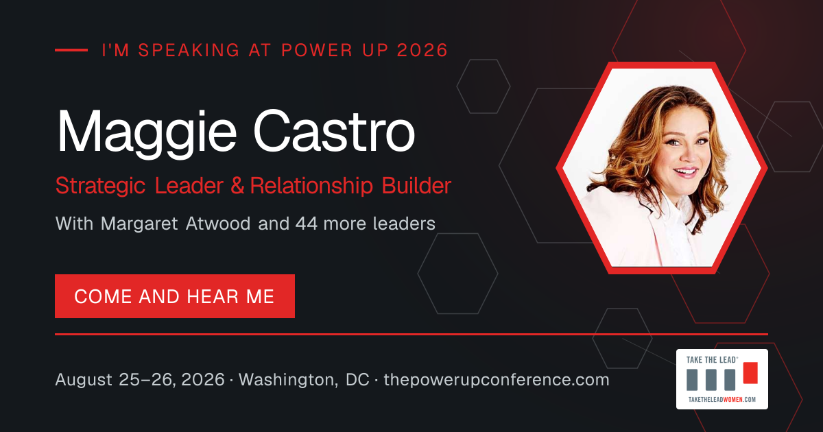 I'm speaking share card for Maggie Castro — Power Up 2026