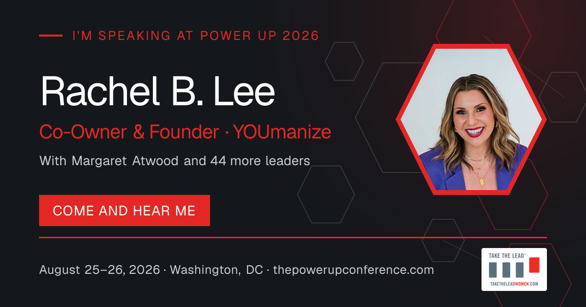 I'm speaking share card for Rachel B. Lee — Power Up 2026