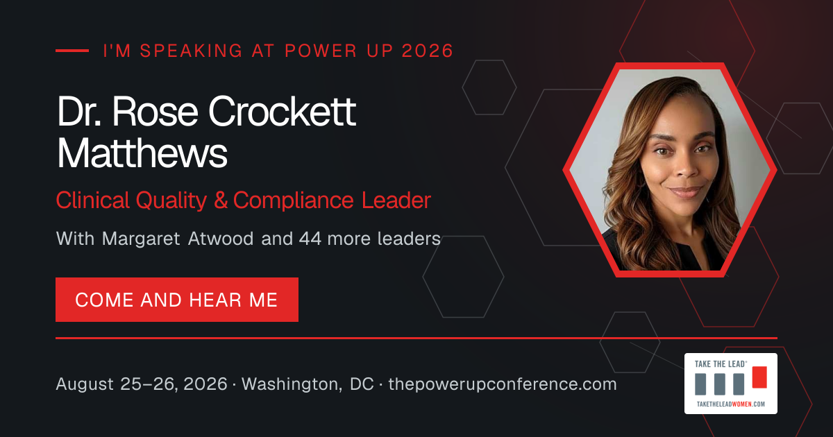I'm speaking share card for Dr. Rose Crockett Matthews — Power Up 2026