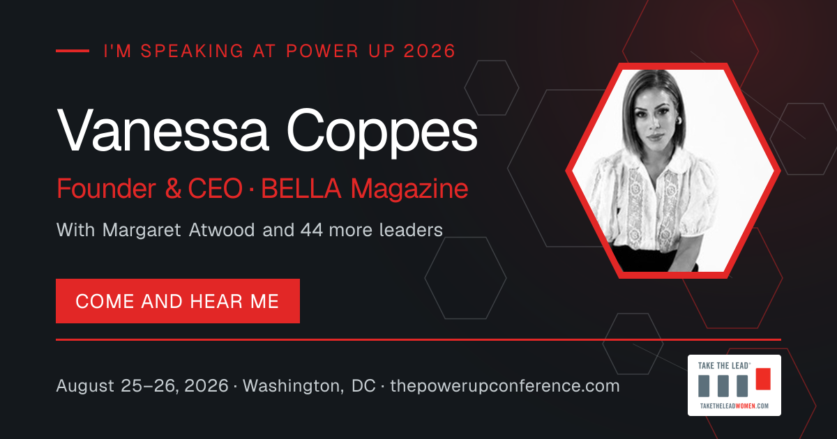 I'm speaking share card for Vanessa Coppes — Power Up 2026