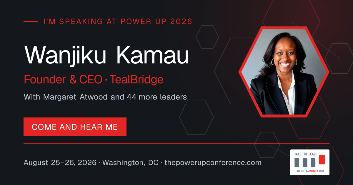 I'm speaking share card for Wanjiku Kamau — Power Up 2026