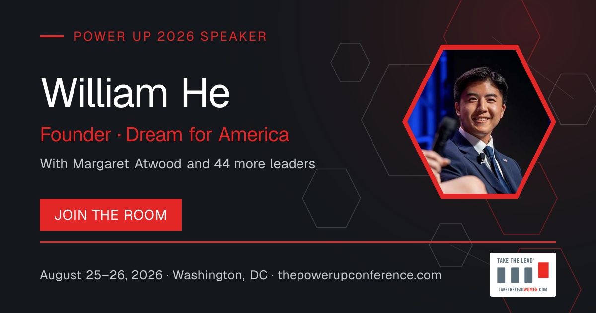 Profile share card for William He — Power Up 2026